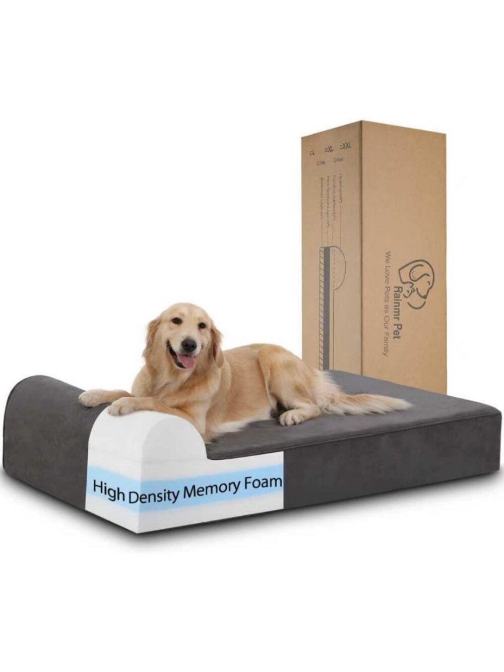 Comfortable Large Dog Bed - 7" Memory Foam, Waterproof, Washable Cover, Nonskid